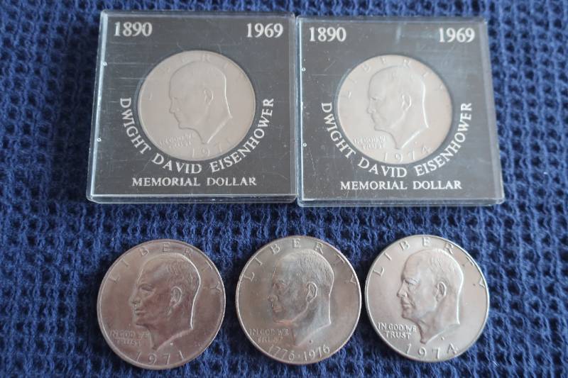 5 Eisenhower Dollar Coins