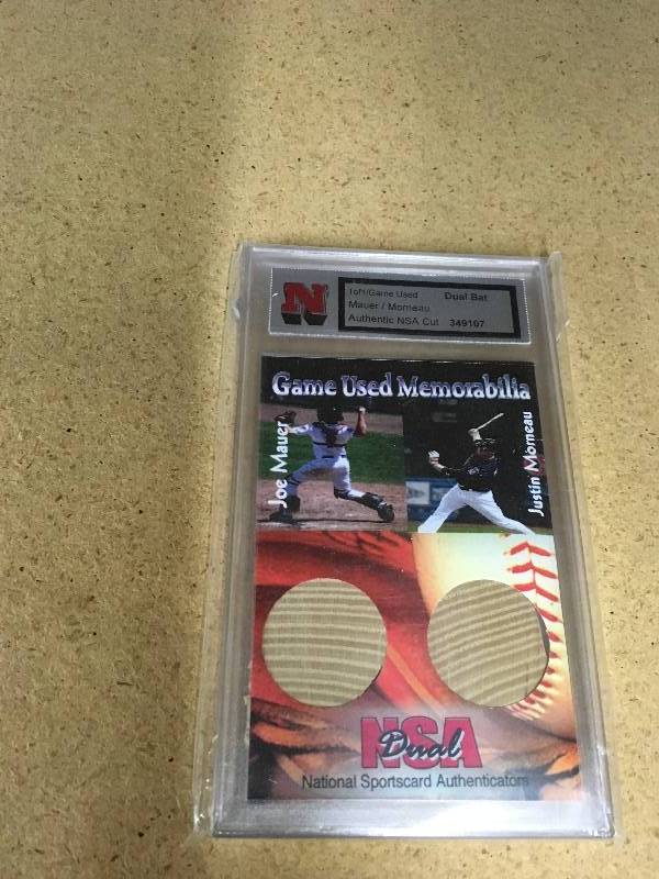 Joe Mauer Justin Morneau 1 Of 1 Gamed Used Dual Bat Card