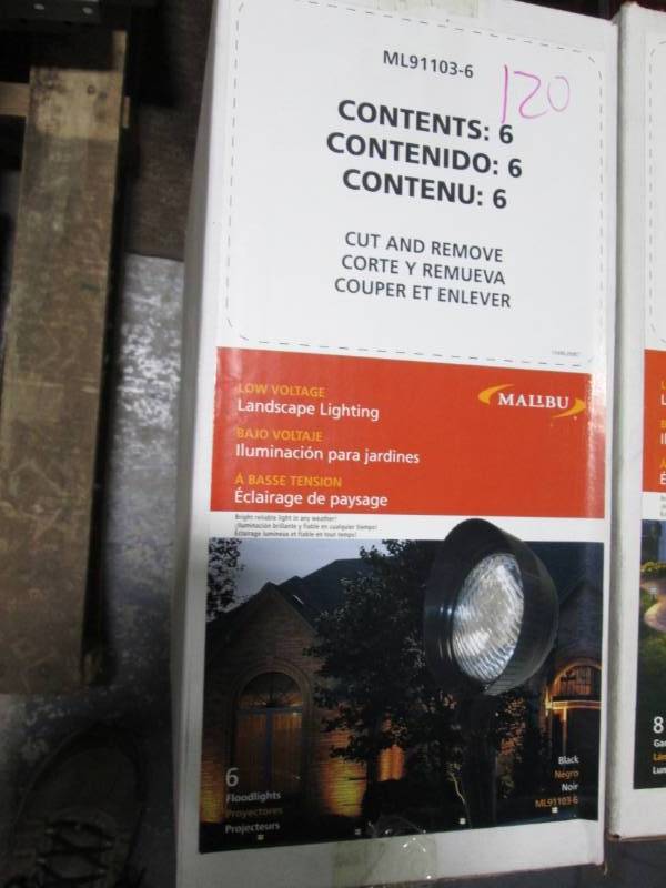 lot 120 image: Box of new Malibu landscape lightin...