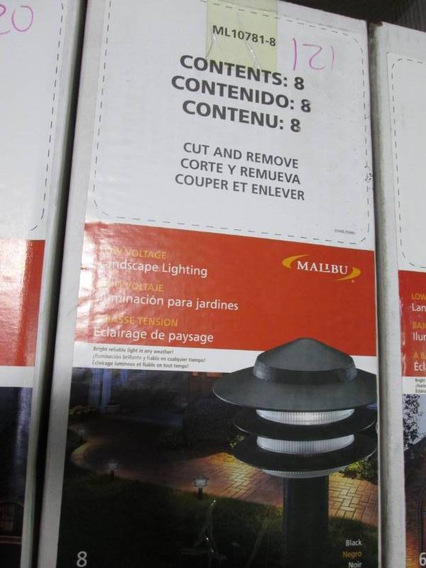 lot 121 image: Box of new Malibu landscape lightin...