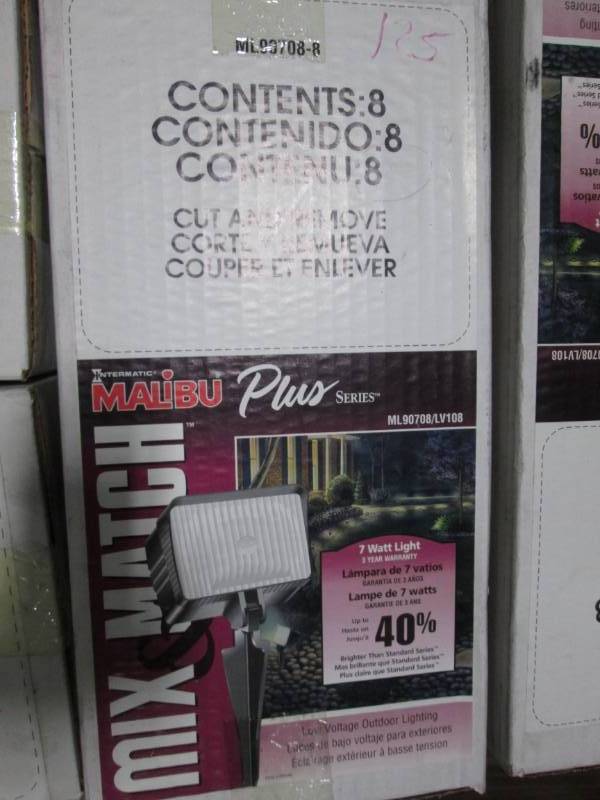 lot 125 image: Box of new Malibu landscape lightin...
