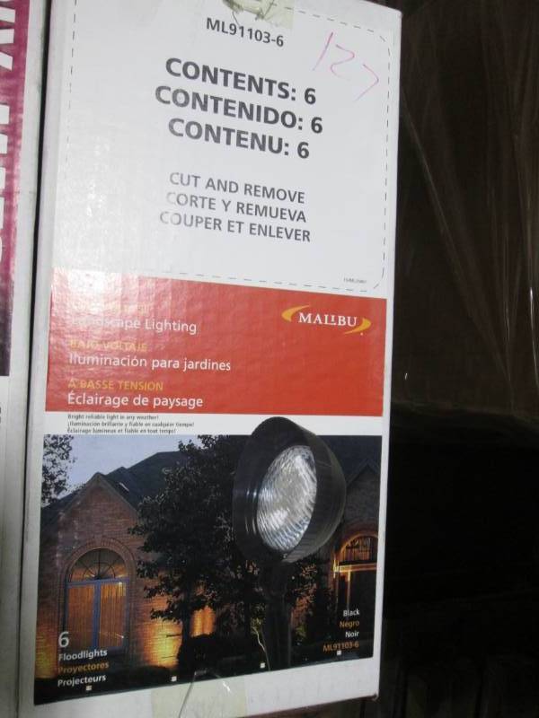 lot 127 image: Box of new Malibu landscape lightin...