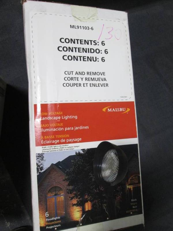 lot 130 image: Box of new Malibu landscape lightin...