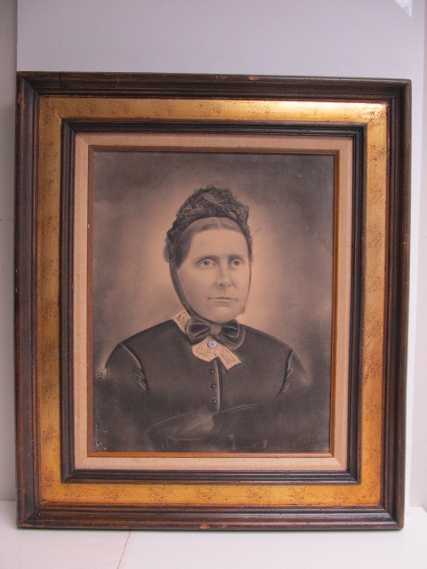 lot 29 image: Framed Antique Charcoal on Canvas Portrait