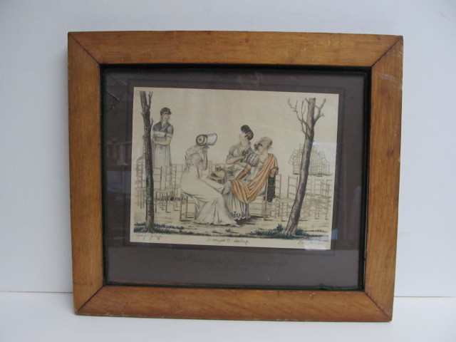 lot 31 image: Orig Antique Hand Colored & Notated Parisian Fashion Print