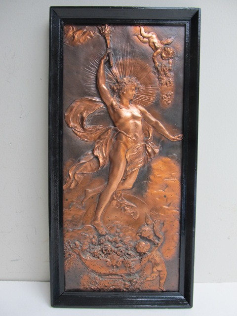 lot 39 image: Vintage Embossed Copper Frieze Wall Hanging
