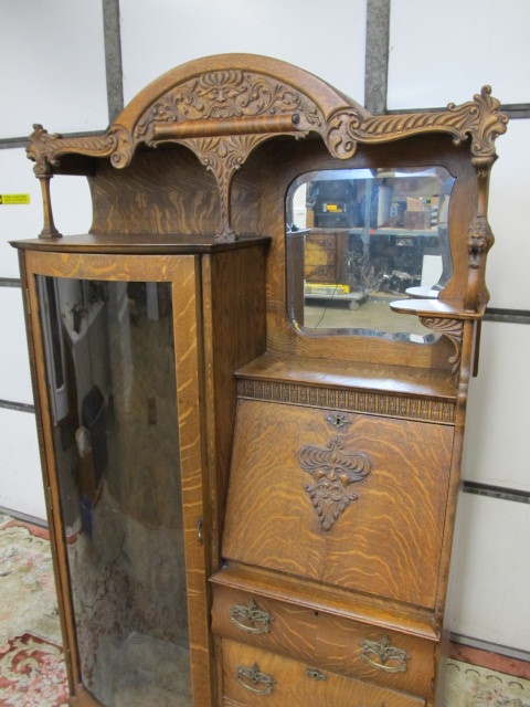lot 1 image: Wonderful Antique Quartersawn Oak Secretary Bookcase Desk
