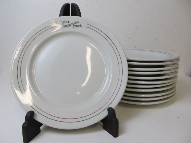 lot 120 image: Antique First Presbyterian Church China Dinner Plates