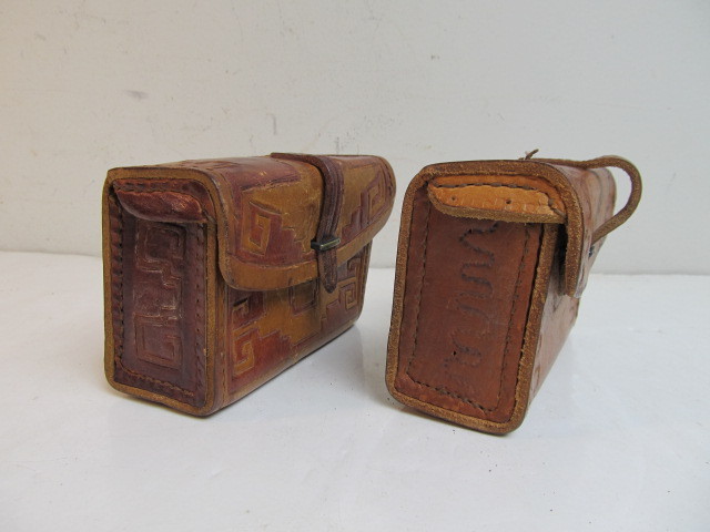 lot 147 image: 2 Small Vintage Tooled Leather Southwestern Handbags
