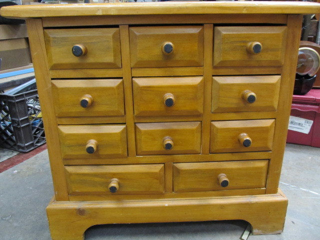 lot 156 image: Vintage 11-drawer Solid Wood Cabinet