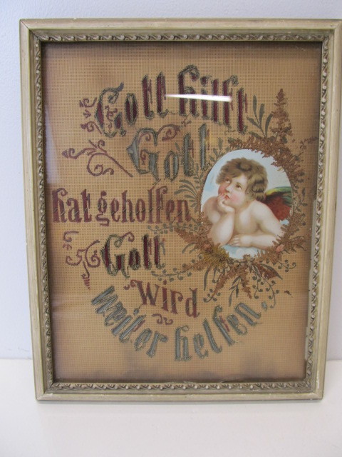 lot 171 image: Antique Framed German Woven Needlework