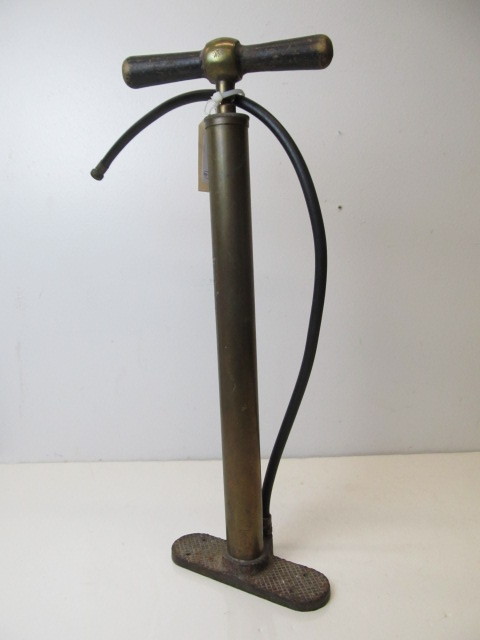 lot 223 image: Antique BRIDGEPORT Brass Bicycle Tire Pump
