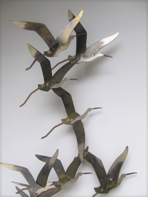 Mid Century Brass Curtis JERE Bird Wall Sculpture w/ Signature