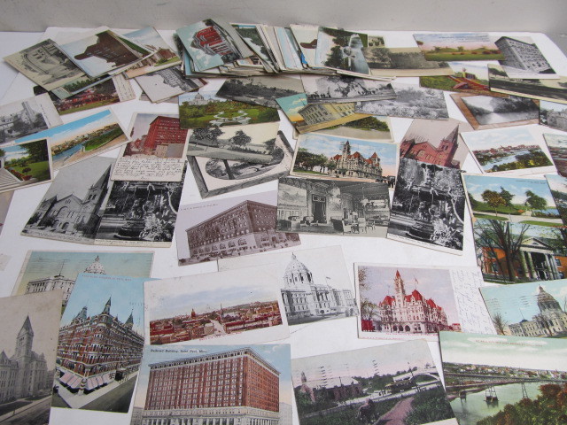 lot 13 image: Large Lot of Antique Saint Paul Postcards - 175 Cards