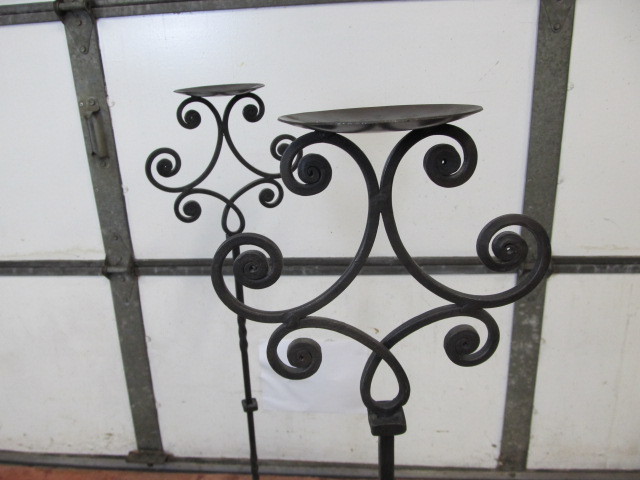 lot 229 image: Gothic Style Wrought Iron Candle Plant Stands