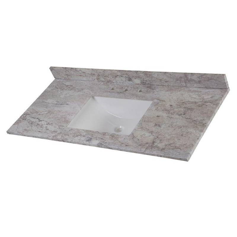 lot 17 image: Home Decorators Collection 49 in. Stone Effects Vanity Top in Winter Mist with White Basin, SERST49-WM