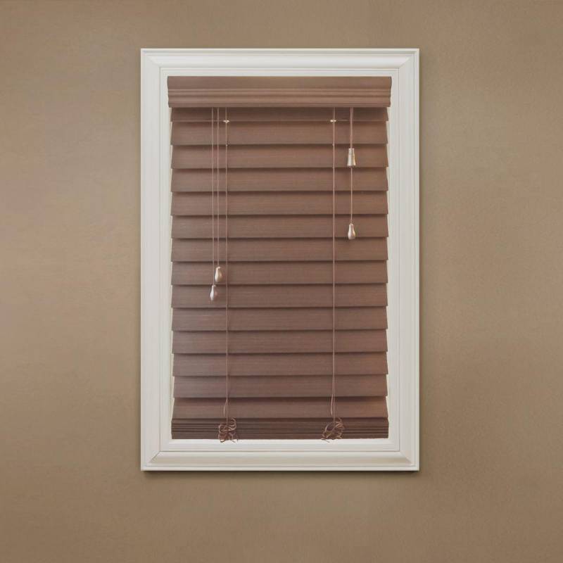 lot 175 image: 2 Cases (2 BlindsCase) of Home Decorators Collection Maple 2-12 in. Premium Faux Wood Blind - 29 in. W x 64 in. L