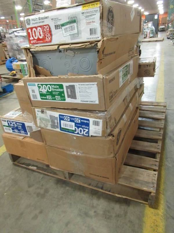 lot 10 image: ELECTRICIANS WHOLESALE MIXED PALLET OF RETURNS - BREAKER BOXES, LOAD CENTERS AND MORE