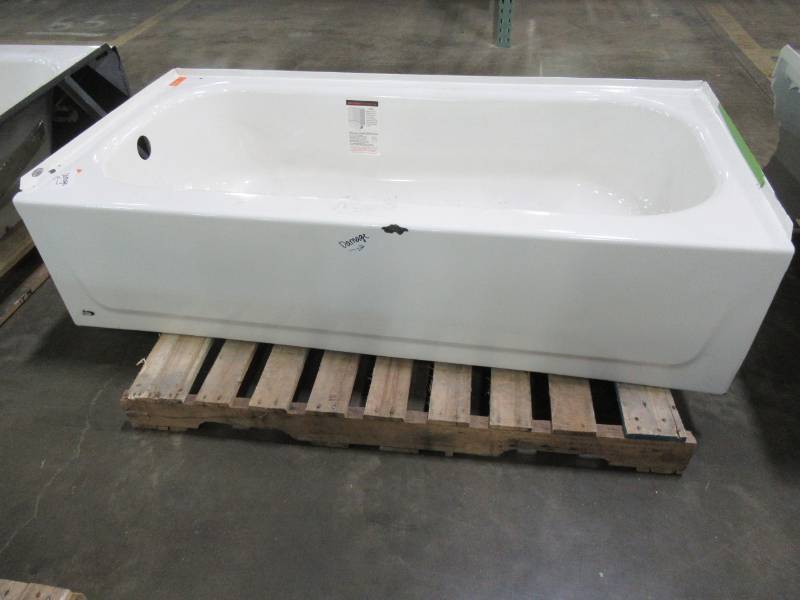lot 55 image: Bootz Industries Aloha 60 in. Left Drain Rectangular Alcove Soaking Bathtub in White - Enamel Damage
