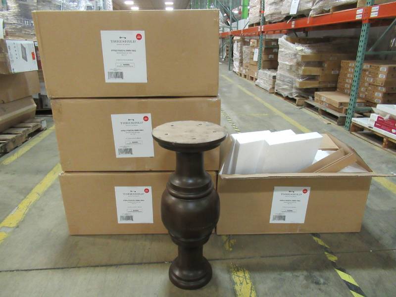 lot 76 image: 4 Brown Pedestals For Table(s) And the Do It Yourselfer.