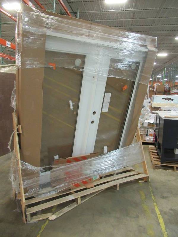 lot 238 image: Masonite 72 in. x 80 in. Ultra White Steel Prehung RH Out Swing Full Lite Clear Glass French Style Patio Door