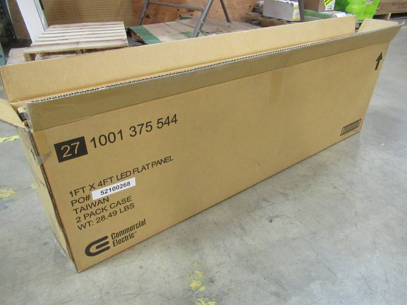 lot 27 image: 2 Pack of Commercial Electric 1 ft. x 4 ft. White LED Edge-Lit Flat Panel Flushmount, 74031HD