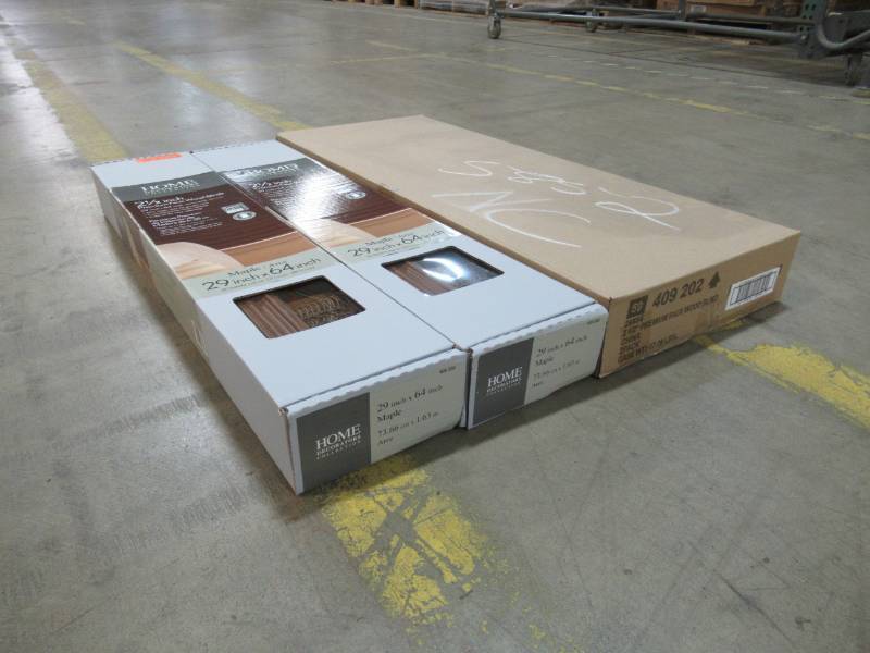 lot 176 image: 2 Cases (2 BlindsCase) of Home Decorators Collection Maple 2-12 in. Premium Faux Wood Blind - 29 in. W x 64 in. L