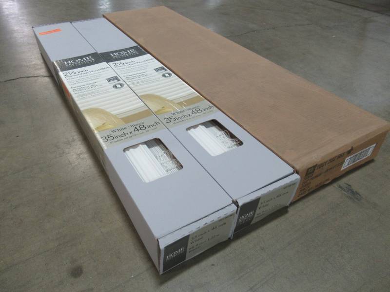 lot 185 image: 2 Cases (2 BlindsCase) of White 2-12 Premium Faux Wood Blind - 35 in. W x 48 in. L