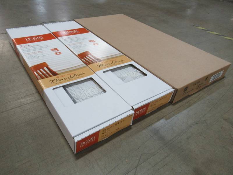 lot 188 image: 2 Cases (2 BlindsCase) of White 2 Faux Wood Blind - 29 in. W x 64 in. L
