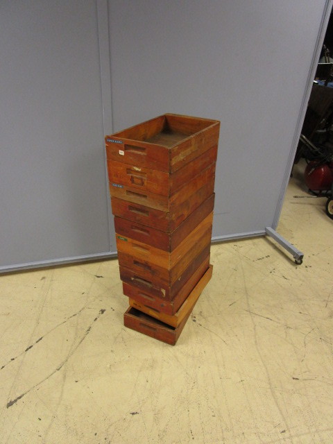 lot 386 image: WOODEN STORAGE BINS