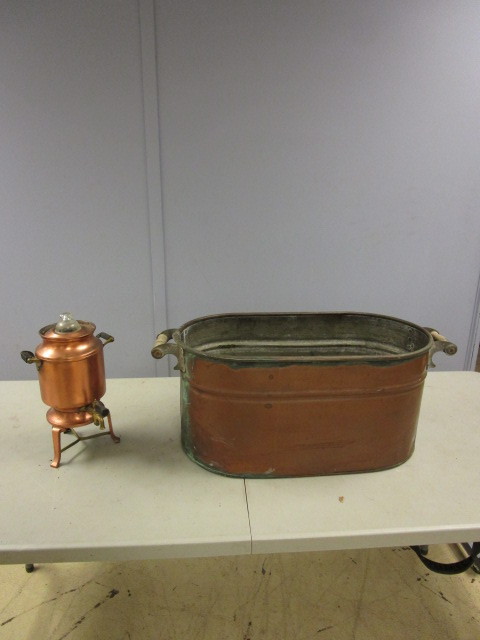 lot 397 image: COPPER BOILER AND COFFEE POT