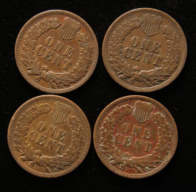 4 INDIAN HEAD CENTS 1903 1904 1905 1907 F-VF