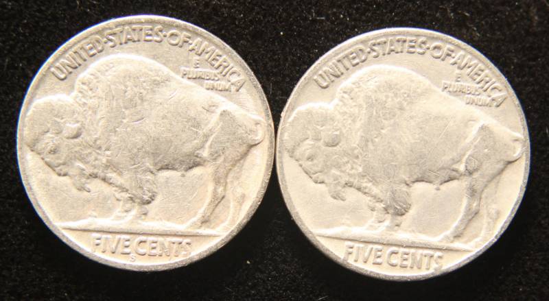 2 BUFFALO NICKELS 1937 & 1937-S VF-AU