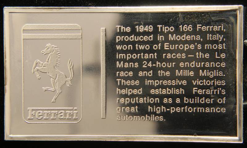 VINTAGE 1949 FERRARI 1000 GRAINS (2.08 TROY OZ) STERLING SILVER ART BAR