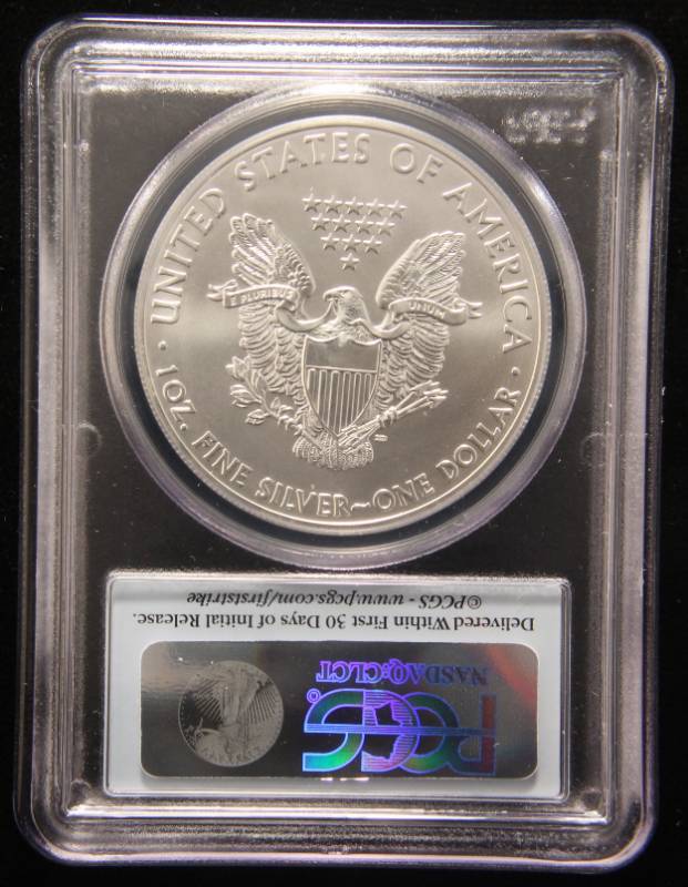 2012(W) AMERICAN SILVER EAGLE 1 TROY OZ. .999 FINE SILVER MS70 PCGS FIRSTSTRIKE