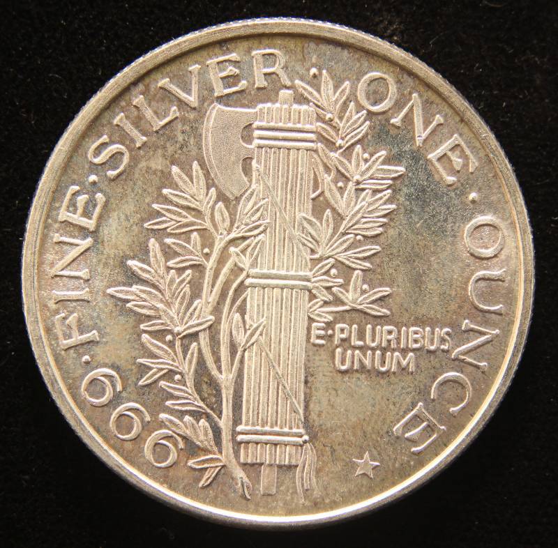 1 TROY OZ. .999 FINE SILVER MERCURY DIME DESIGN