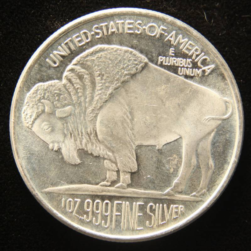 1 TROY OZ. .999 FINE SILVER INDIAN BUFFALO DESIGN