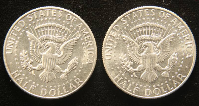 2 AU-UNC 1964 KENNEDY SILVER HALF DOLLARS