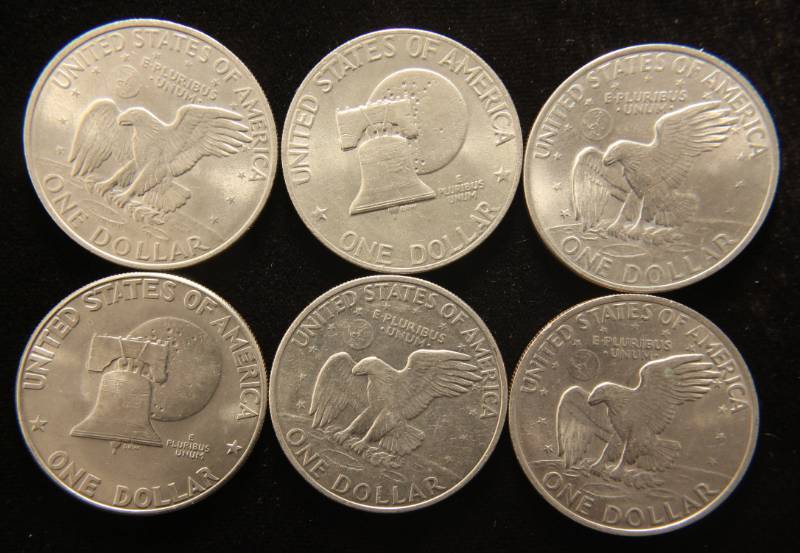 GROUP OF 6 CLAD EISENHOWER DOLLARS