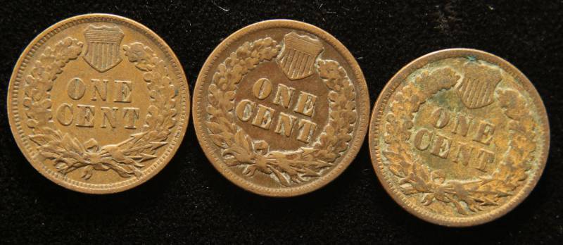 GROUP OF 3 INDIAN HEAD CENTS 1889 1896 1906