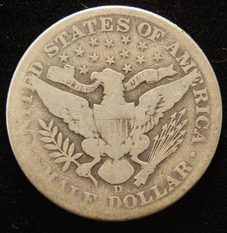 1912-D BARBER SILVER HALF DOLLAR