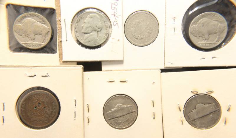 7 COINS 1864 2C 1907 V 1916 1928 BUFFALO 1 WAR 5C 1948 1954-S JEFFERSON 5C