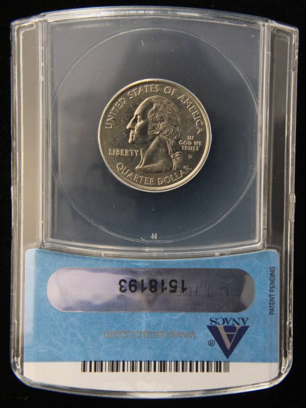 2005-D MINNESOTA DIE 5 EXTRA TREE STATE QUARTER AU58 ANACS