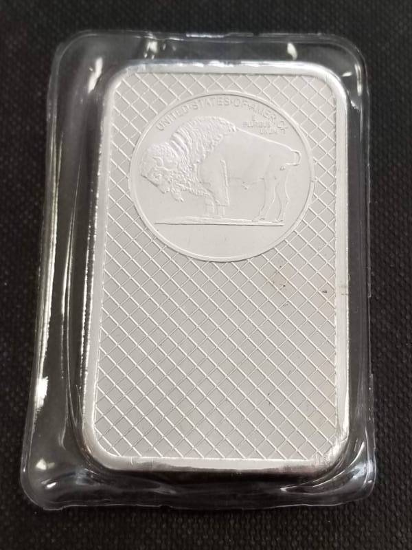 5 TROY OZ. .999 FINE SILVER BAR INDIAN BUFFALO DESIGN SEALED
