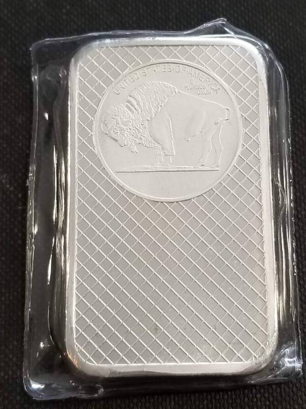 5 TROY OZ. .999 FINE SILVER BAR INDIAN BUFFALO DESIGN SEALED