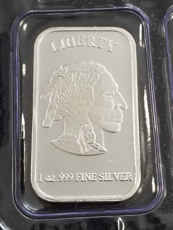 10 TROY OZ. .999 FINE SILVER (10 X 1oz) INDIAN BUFFALO BARS SEALED