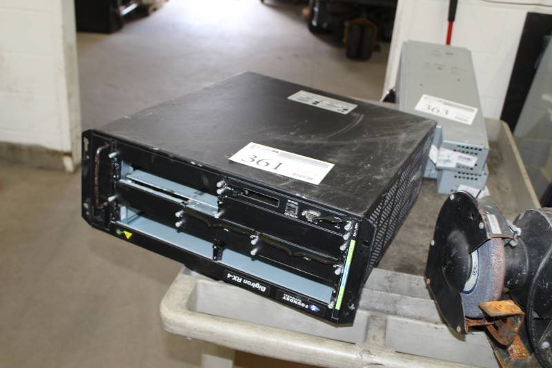 lot 361 image: Brocade Foundry Networks Rack-Mount BigIron RX-4 Network Switch w RX-BI-MR 1x RX-BI-SFM1 2x PSU