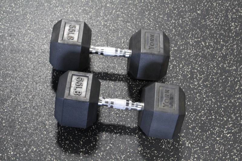 lot 340 image: York 55-lb. Dumbbells