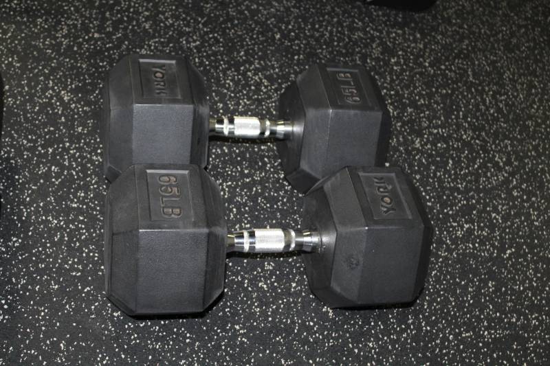 lot 344 image: York 65-lb. Dumbbells