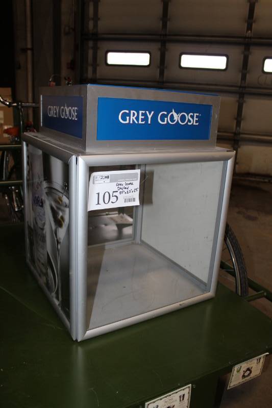 lot 105 image: Grey Goose Lock Box Display Cabinet with Glass Locking Door, Key